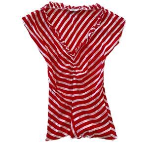 Max & Co. Chemises red white striped sheer blouse